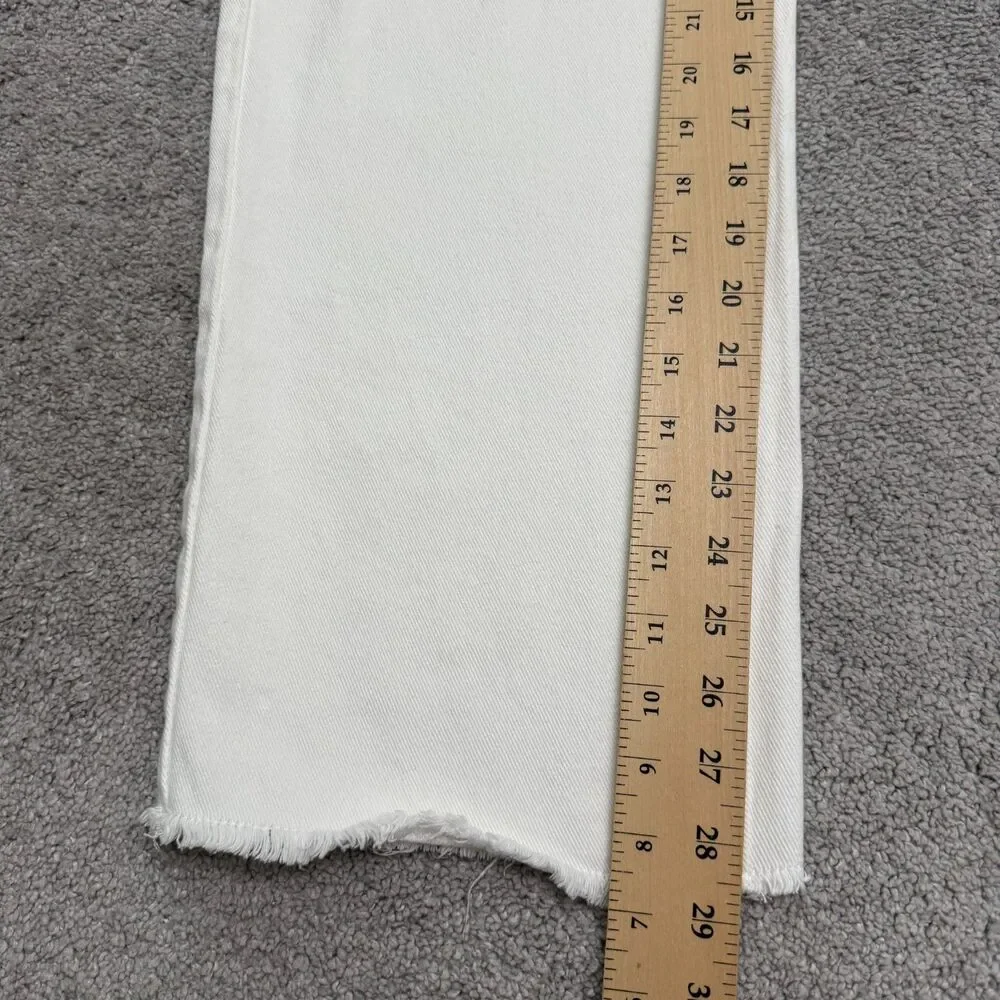Princess Polly Wide Leg Raw Hem Baggy Denim Jeans Women 8 White High Rise Casual